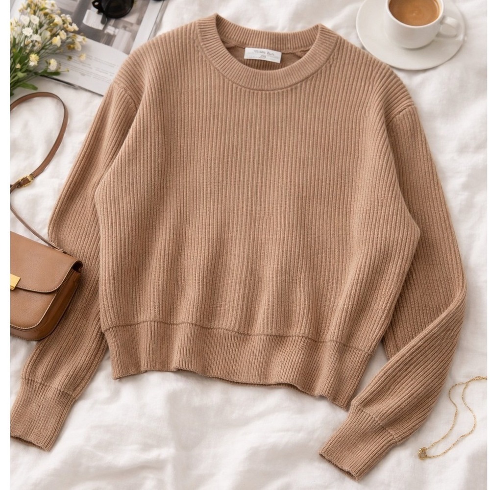 Sophie Rue Sweater Size Medium Oversize Knit Ribbed‎ New Beige